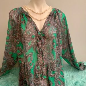 Green paisley blouse
